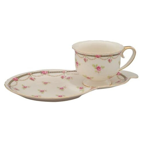 Juego De Merienda De Porcelana Diseño De Flor Rosa Pet...