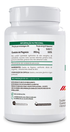 Suplemento Magnésio Quelato 500mg 120 Capsulas - Q+bionutri