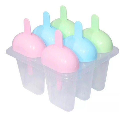 Moldes Paletas Hielo 6 Reutilizables Contenedor Color Pastel
