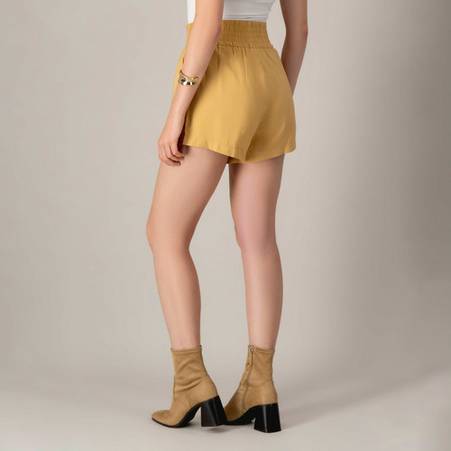 Short De Vestir Cintura Alta Mujer Con Bolsillos