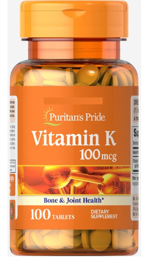 Vitamina K 100 Mcg 100 Tabs Puritans Pride Gmo Gluten Free