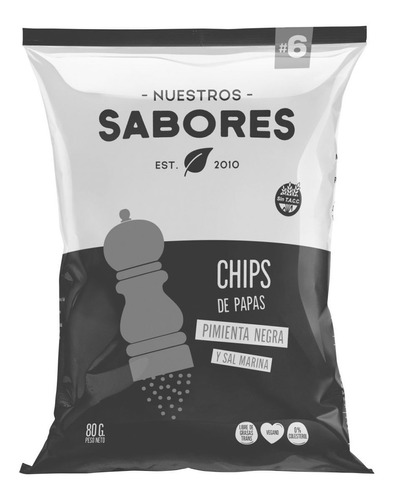 Chips De Papa Y Pimienta Negra Nuestros Sabores 80 Gr X 8u