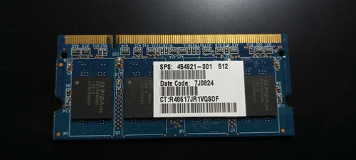 Memoria Sodimm Pc2-5300s-555 512 Mb 1rx8 Ramaxel Elpida Ntbk