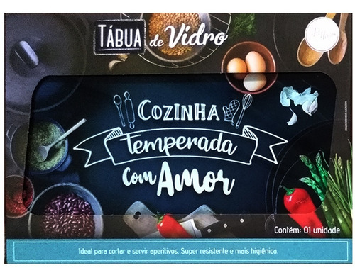 Imagem 3 de 5 de Tabua De Vidro Temperado Para Cozinha Carne Legumes Corte