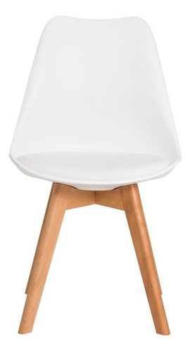 Cadeira Eames Leda Base Madeira Sem Braço - 12x Assento Branco