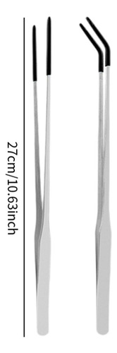 2 Pieces Aquarium Tweezers Reptile Feeding Black Argent