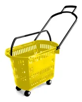 Comprar Kit 3 Cestinhas Com Alça E Rodinhas Mercado Mercearia 30 L