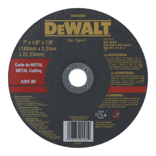 Disco Corte Metal 7 X 3,2mm X 7/8 Dw44560 Dewalt