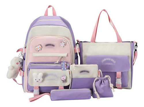 Juego De 5 Mochilas Escolares Kawaii De Ggwieaea Con Bonito