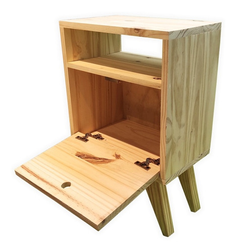 Mesa De Luz Mesita Vintage Nordica Retro Madera Pino H1