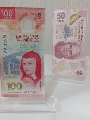 Combo Billete Sor Juana Aa + Billete 50 Binario + Moneda 20
