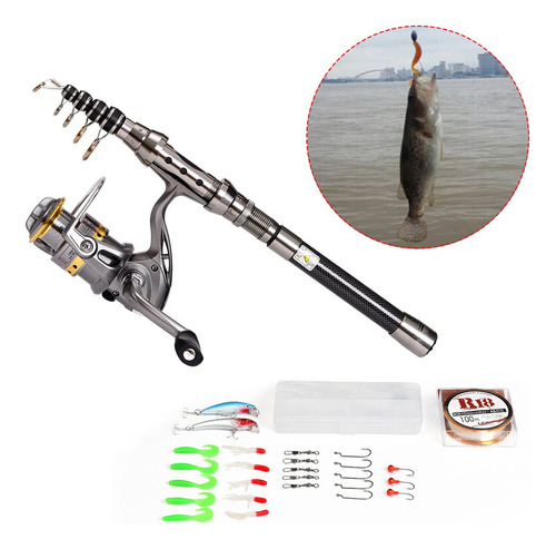 Kit De Pesca Completo Con Carrete Y Caña De Pescar Telescópi