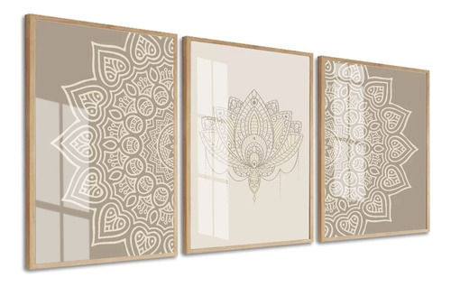 Quadros Decorativos Mandala Luxo Sala Quarto C Moldura Vidro