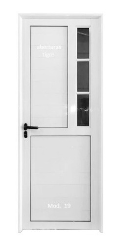 Puertas Aluminio Blanco 80x200  1/2 Vidrio Lateral 4mm