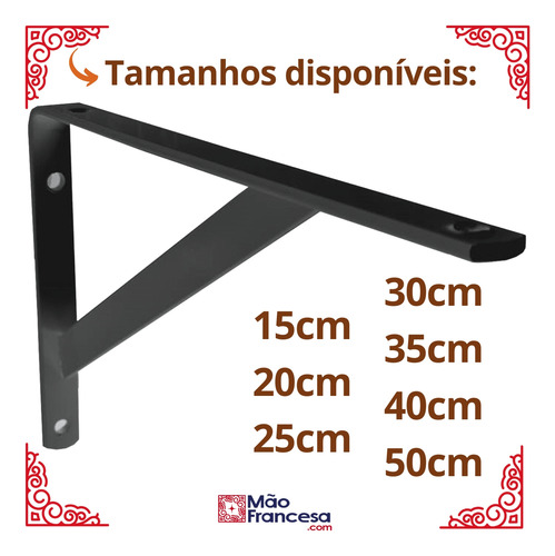 Mão Francesa Reforçada 35cm 50un Kit Suporte Para Prateleira