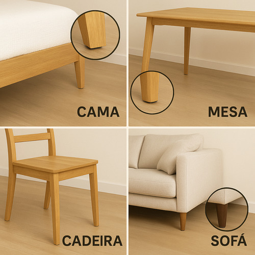 Kit 32 Protetores Feltro Adesivo Pé De Mesa E Cadeira Moveis