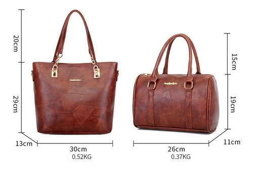 Imagen 2 de 9 de Set 6 Bolsas Mujer Mate Cartera Moda Crossbody Tote Boston