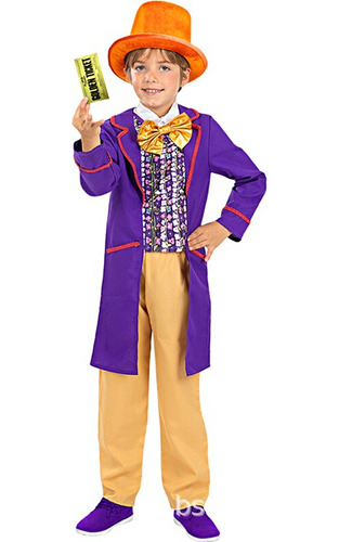 Disfraz De Cosplay Infantil De Willy Wonka Para La Película