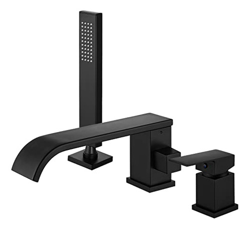Grifo Romano Para Bañera Aolemi Para Baño, Color Negro Mate,