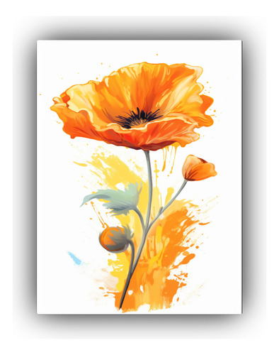 Cuadro Lienzo Arte Pared Forma Creatividad Naranja Poppy 50x