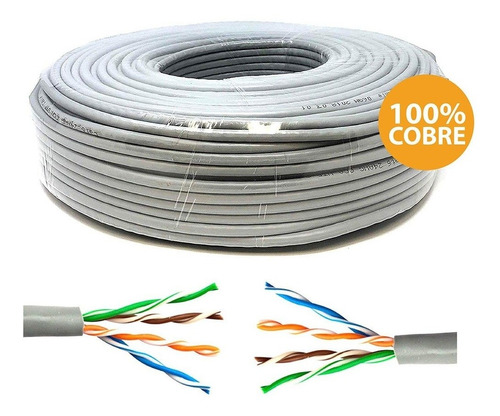 Rollo Cable 50m Utp Cat 5e Interior 100% Cobre Ethernet Cctv