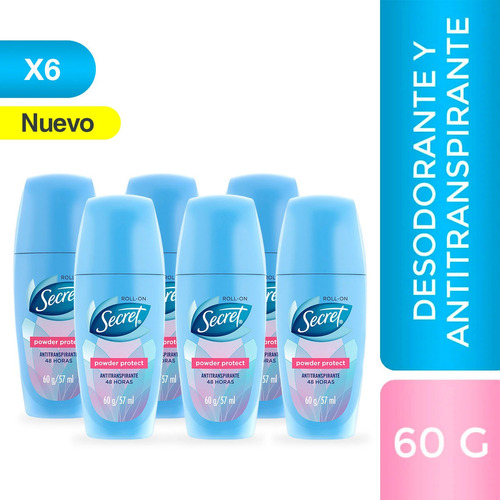 Desodorante Secret® Roll On Powder Protect - 6 Unidades