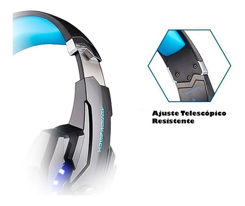 Imagen 6 de 8 de Audífonos gamer Kotion Each G9000 black y blue con luz LED