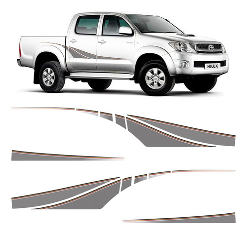 Kit Faixa Lateral Hilux 2009 Adesivo Decorativo Cabine Dupla