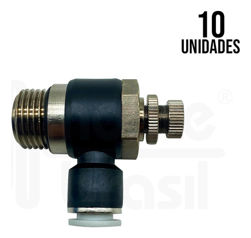 10 Reguladores De Fluxo Pneumat T. 10mm Rosca 1/2 Bsp Oring