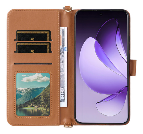 Funda Para Oppo F21 Pro 4g/reno7 4g/reno8 4g Con Tapa Tipo Cartera Con Correas Para Hombro Y Muñeca Y Soporte Con