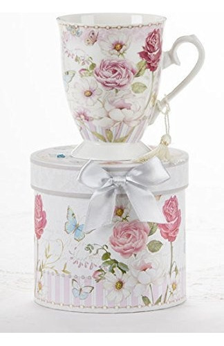 Taza De Café De Té De Porcelana En Caja De Regalo Pink Gra