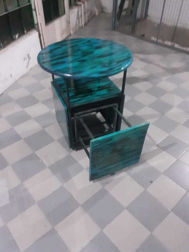 Imagen 10 de 10 de Mesa Ratona Nido Con Cuatros Bancos Extraíbles