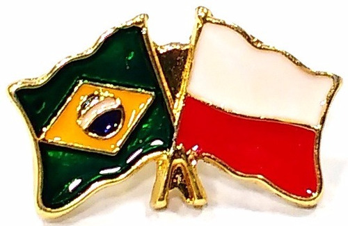 Bótom Pim Broche Bandeira Brasil X Polônia Folheado A Ouro