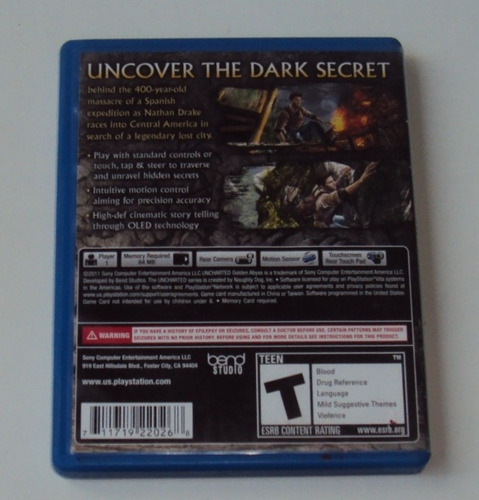 Uncharted Golden Abyss Original Para Ps Vita (Usado)