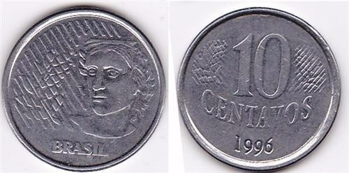 Moneda Brasil 10 Centavos 1996