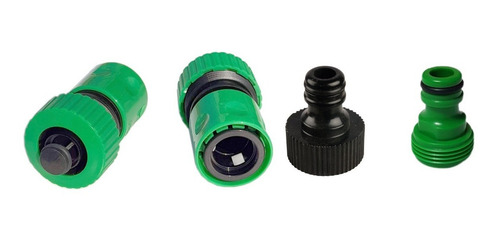 2 Conectores Acople Rápido 3/4 + 1 Manga Macho Y 1 Hembra Color Verde
