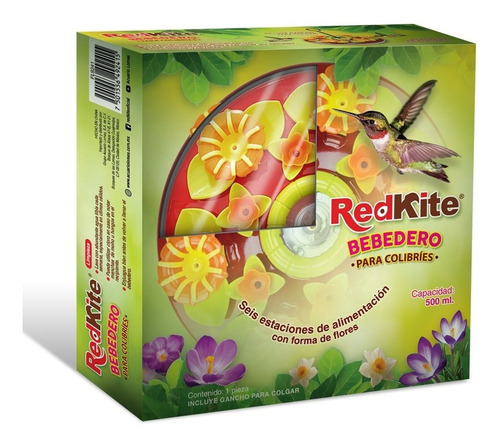 Imagen 3 de 4 de Alimentador Bebedero Colibrí 500ml Disco Floral Rojo Fl9241