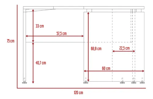 Escritorio Home Office L 120 Rta Coñac Wengue
