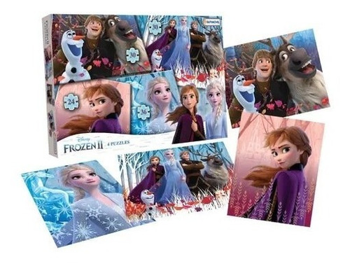 4 Puzzle Rompecabezas Frozen 24, 30 Y 36 Piezas