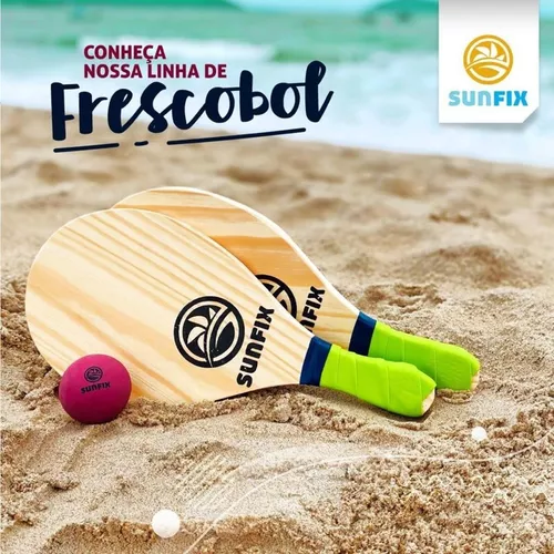 Kit Jogo Frescobol Tênis De Praia 2 Raquetes Bola N3 - DASCLAM VAREJO