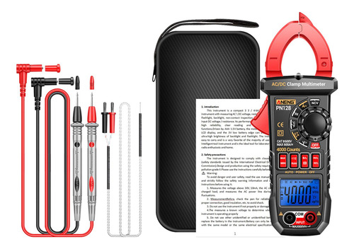 Pinza Amperimétrica Digital Multímetro Eléctrico Rojo