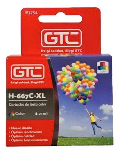 Cartucho Alternativo Gtc 667 Xl Color Megasoft Caballito
