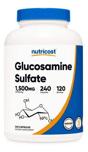 Imagen 1 de 1 de Glucosamina 1500 Mg 240 Cápsulas Importada Nutricost