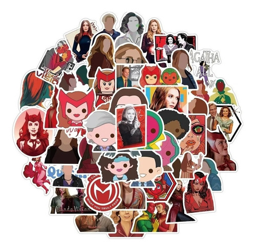 Imagen 10 de 10 de Wanda Visión - Marvel - Set De 50 Stickers / Calcomanías