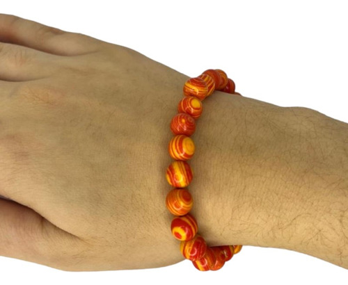 Pulseira Pedra Natural Malaquita Laranja 8 Mm Comprimento 8 cm Diâmetro 8 cm