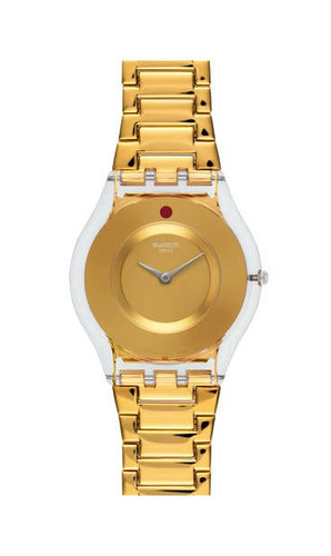 Reloj Swatch Skin Dorado Extra Chato De Mujer Sfk399g