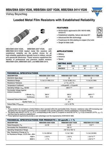 Resistencia Vishay Mbb/sma0207 22 Ohm 500 Unidades