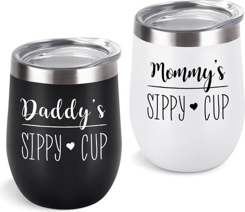 Juego De Vasos De Vino Con Taza Para Sorber De Papá Y Mamá, 