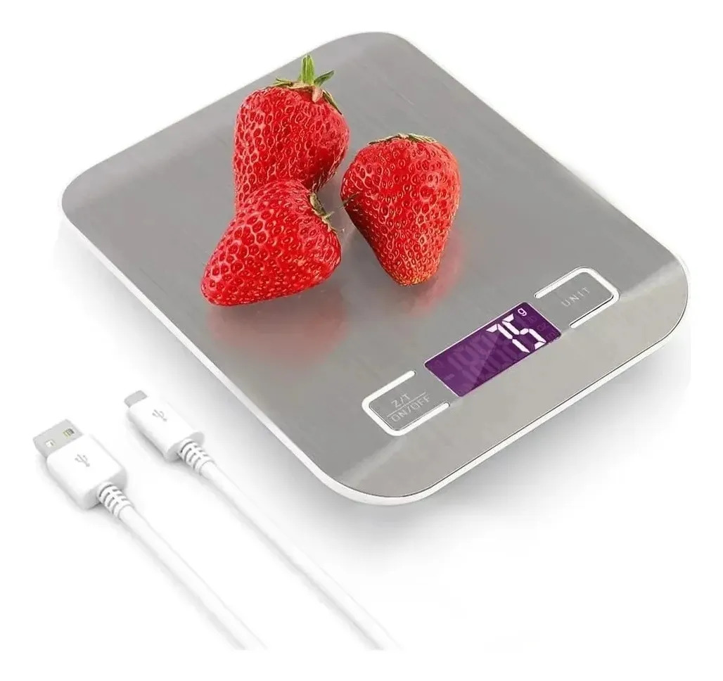 Báscula de Cocina Digital de 10 kg con Recarga USB y Precisión de 1 g