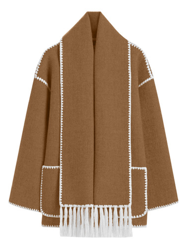 Jaqueta Feminina De Lã De Inverno Espessada E Folgada Tassel